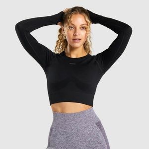 GYMSHARK Flex Crop Top - Black